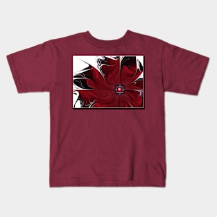 Dark Red Flower Kids T-Shirt